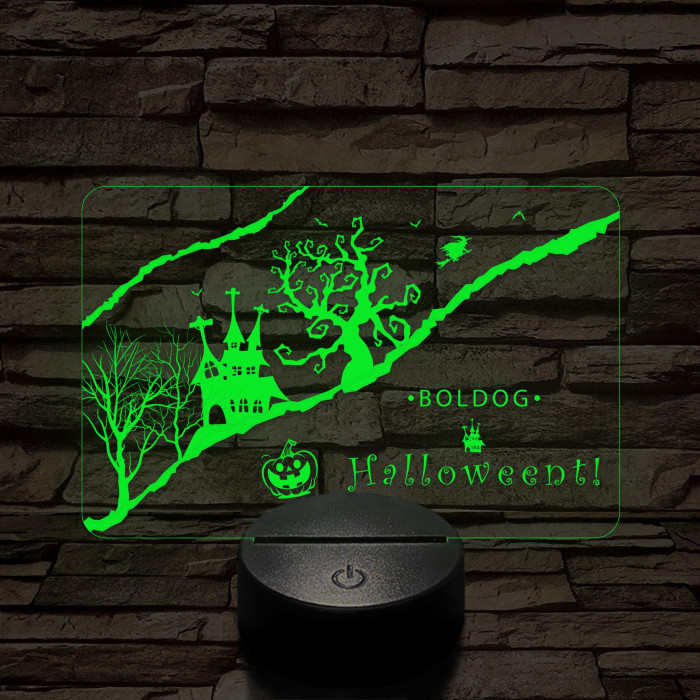 Boldog Halloweent 7 színű 3D led lámpa