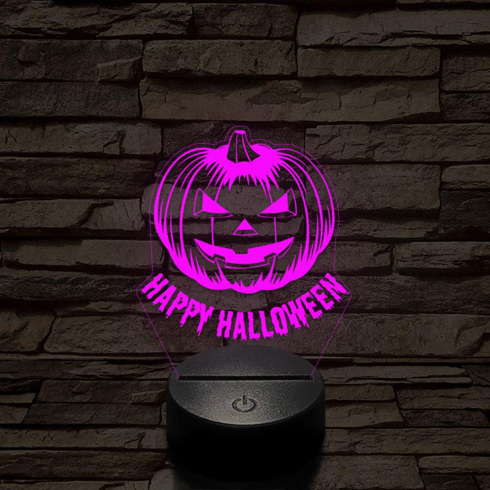 Halloween tökfej 7 színű  3D led lámpa