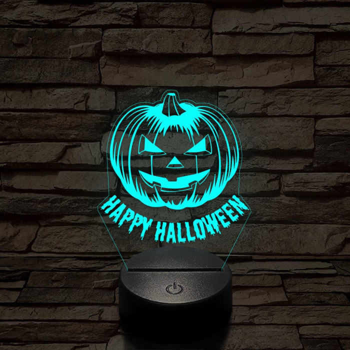 Halloween tökfej 7 színű  3D led lámpa
