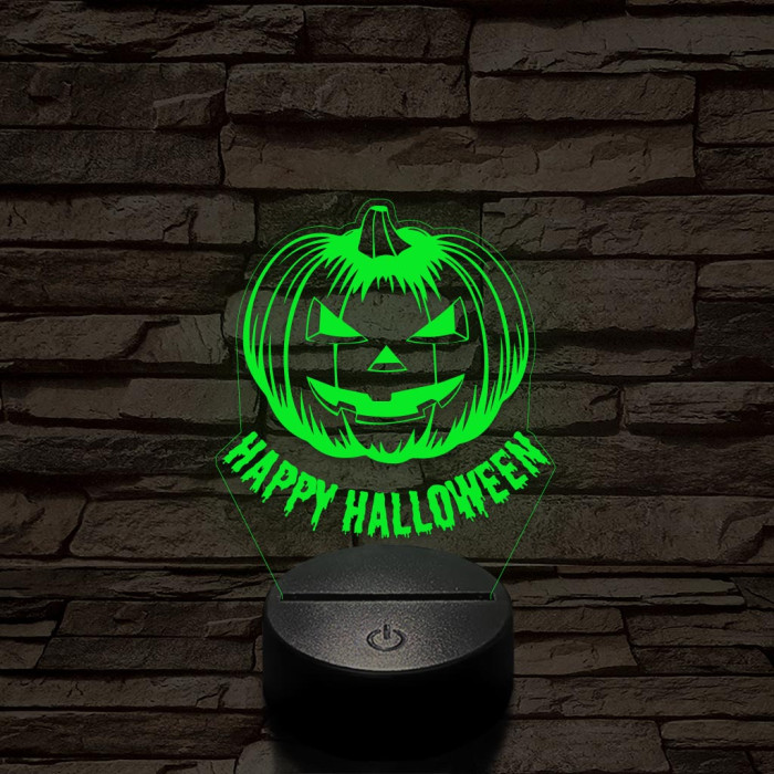Halloween tökfej 7 színű  3D led lámpa