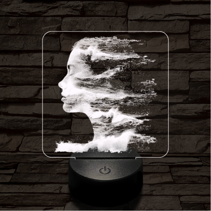 A tenger arca 7 színű valósághű 3D led lámpa