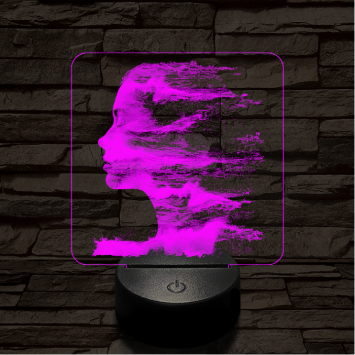 A tenger arca 7 színű valósághű 3D led lámpa