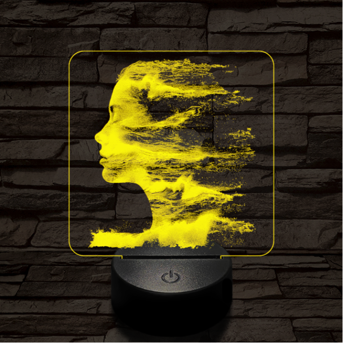 A tenger arca 7 színű valósághű 3D led lámpa