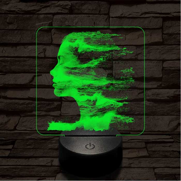 A tenger arca 7 színű valósághű 3D led lámpa