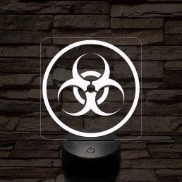 Sugárveszély jelzés 7 színű 3D led lámpa