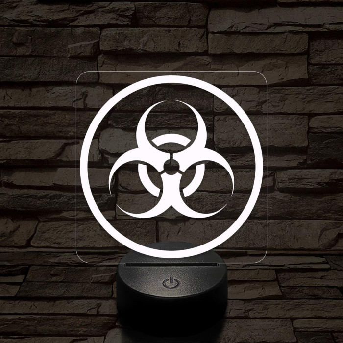 Sugárveszély jelzés 7 színű 3D led lámpa