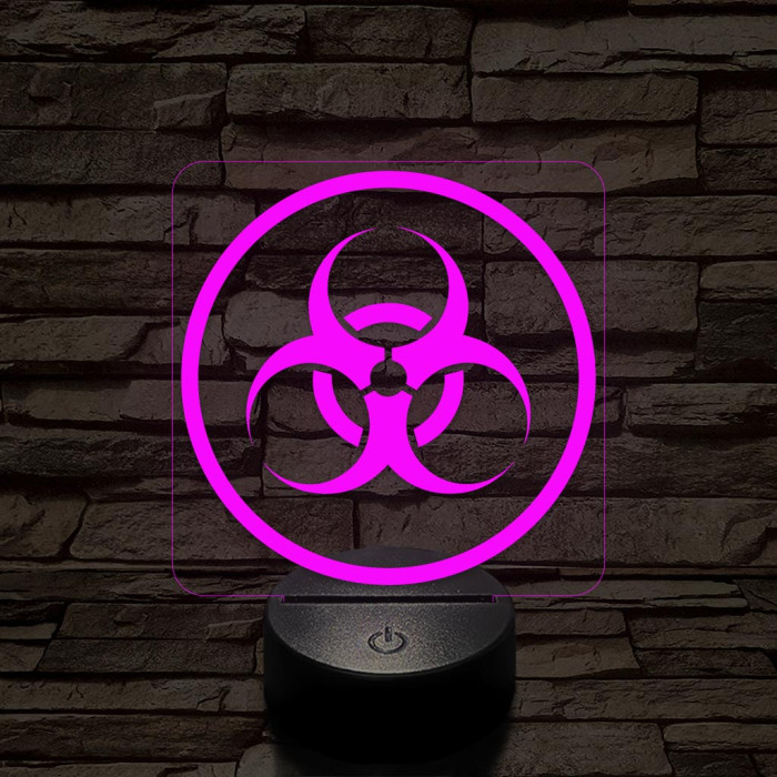 Sugárveszély jelzés 7 színű 3D led lámpa