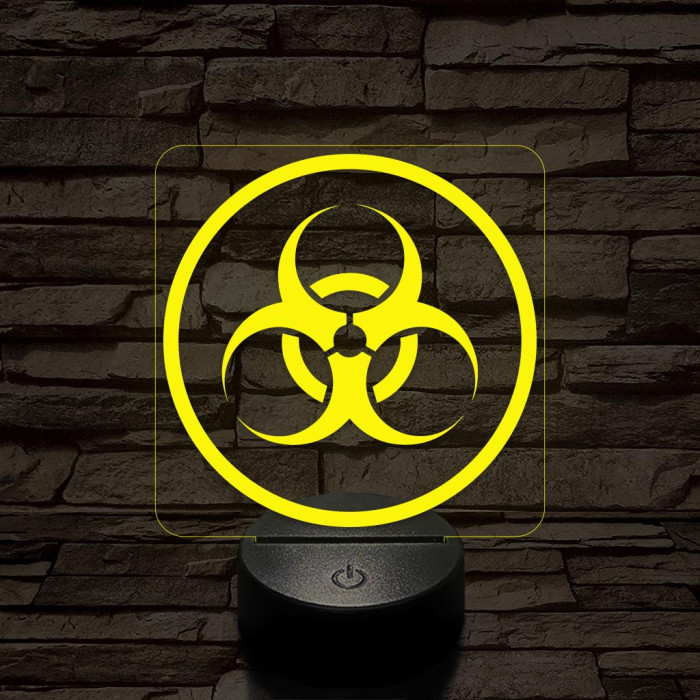 Sugárveszély jelzés 7 színű 3D led lámpa