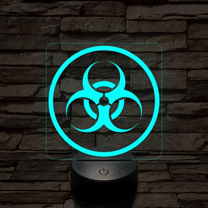 Sugárveszély jelzés 7 színű 3D led lámpa