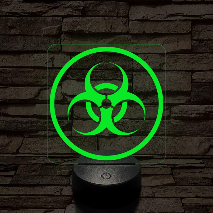 Sugárveszély jelzés 7 színű 3D led lámpa