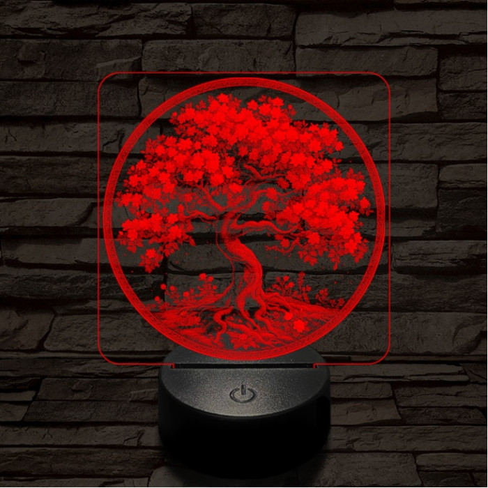 Díszes fa 7 színű valósághű 3D led lámpa