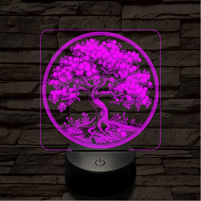 Díszes fa 7 színű valósághű 3D led lámpa