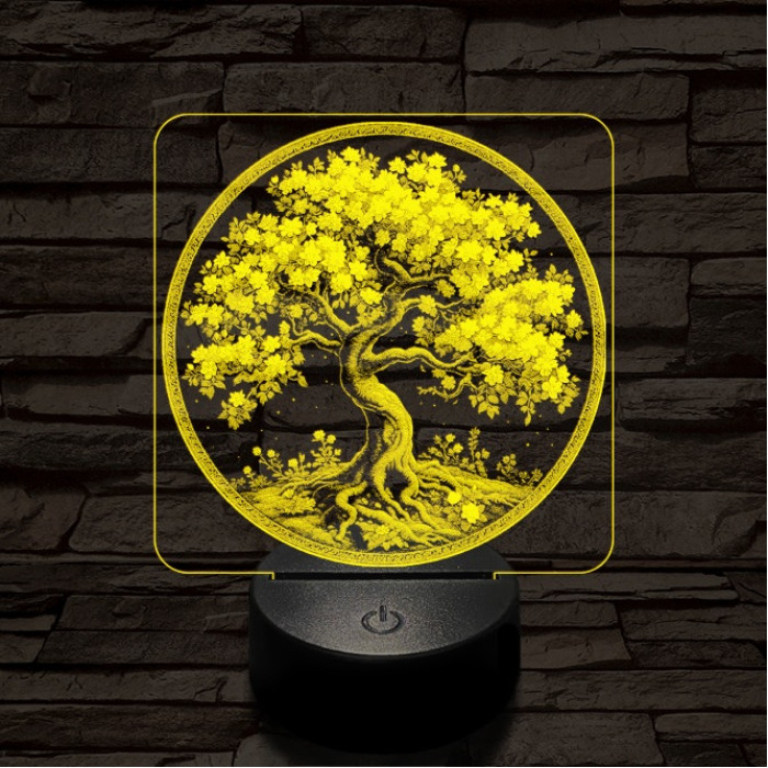 Díszes fa 7 színű valósághű 3D led lámpa