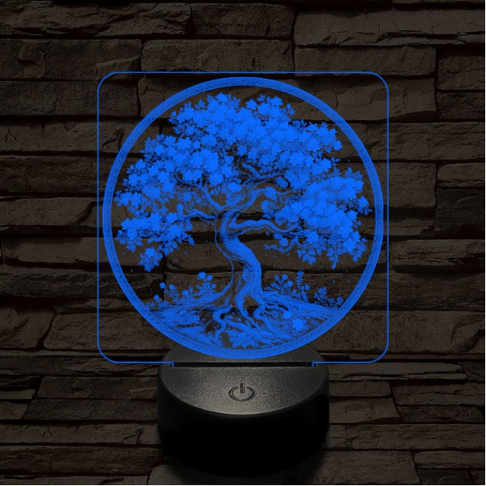 Díszes fa 7 színű valósághű 3D led lámpa