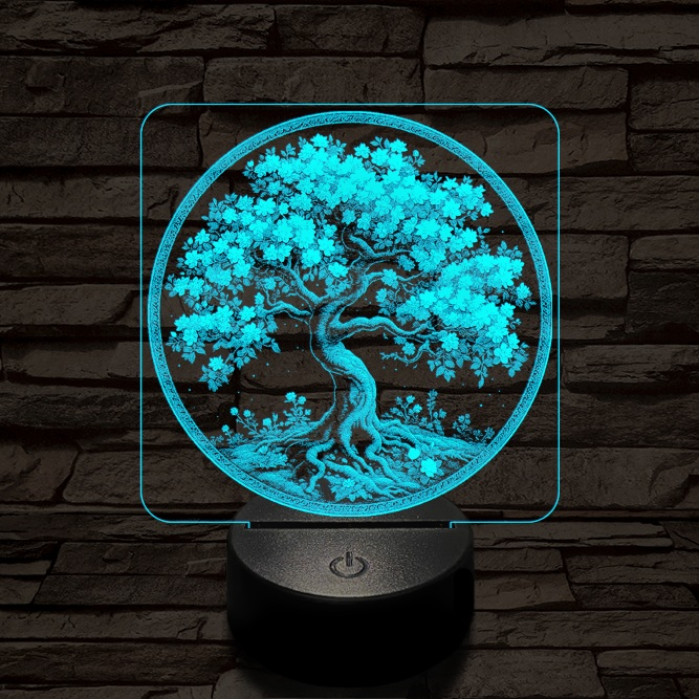 Díszes fa 7 színű valósághű 3D led lámpa