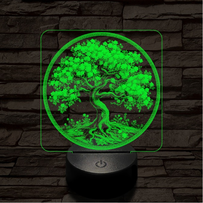 Díszes fa 7 színű valósághű 3D led lámpa