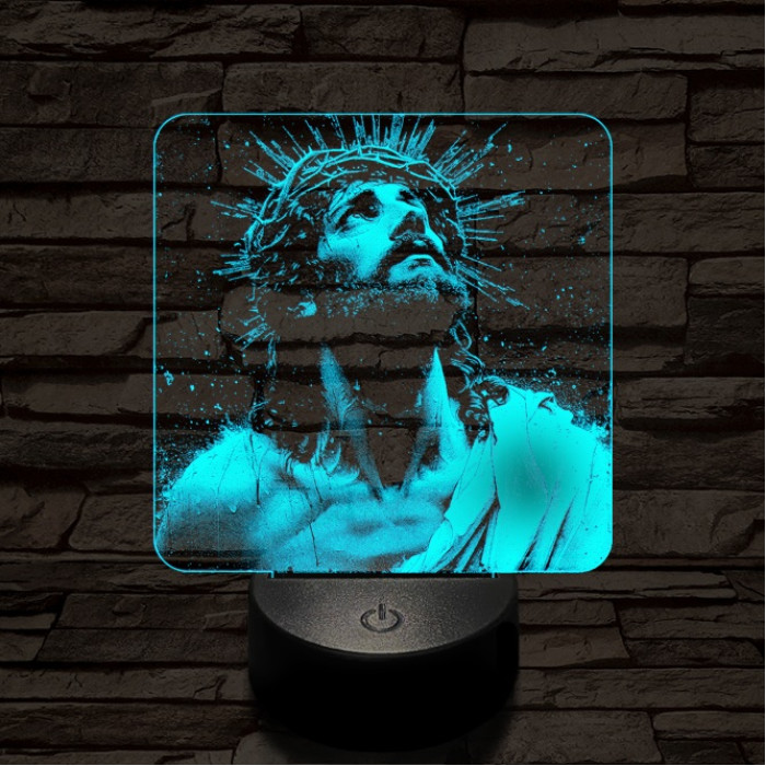 Jézus áhitat 7 színű valósághű 3D led lámpa