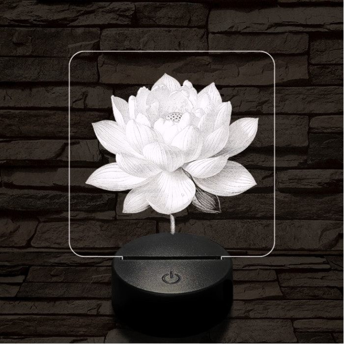 Lótuszvirág ragyog 7 színű valósághű 3D led lámpa