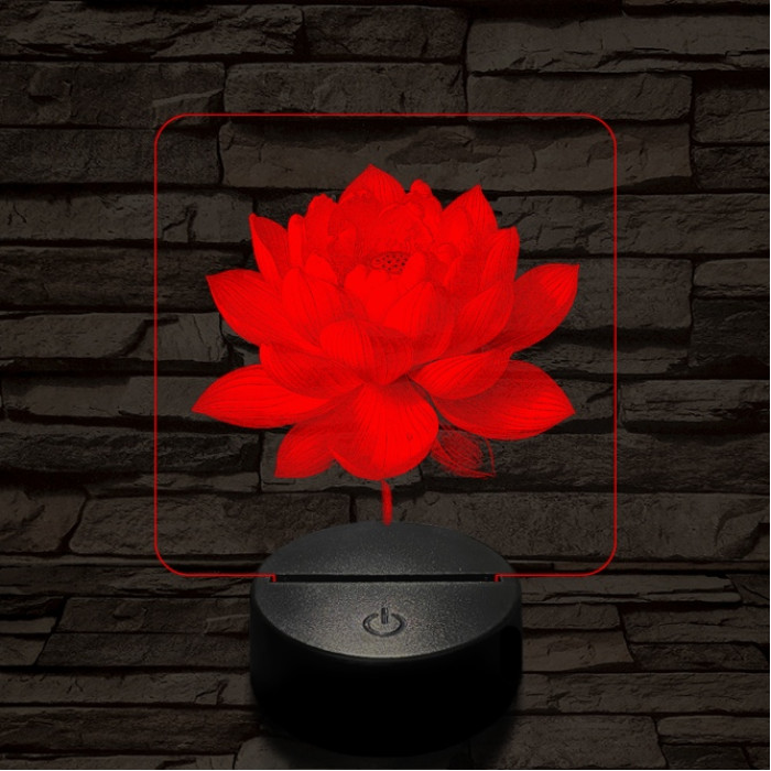 Lótuszvirág ragyog 7 színű valósághű 3D led lámpa