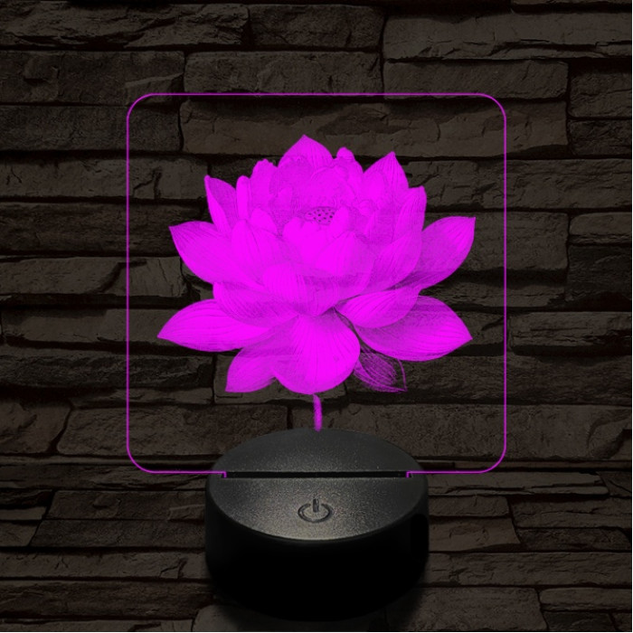 Lótuszvirág ragyog 7 színű valósághű 3D led lámpa