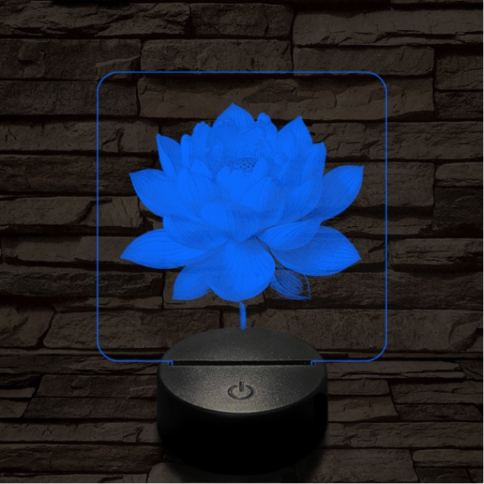Lótuszvirág ragyog 7 színű valósághű 3D led lámpa
