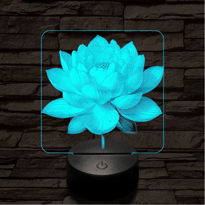 Lótuszvirág ragyog 7 színű valósághű 3D led lámpa