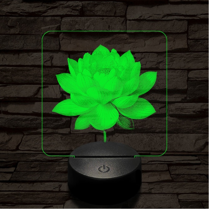 Lótuszvirág ragyog 7 színű valósághű 3D led lámpa