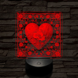 Virágzó szív 7 színű valósághű 3D led lámpa