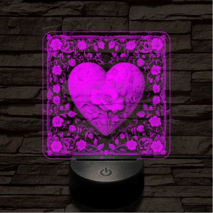 Virágzó szív 7 színű valósághű 3D led lámpa