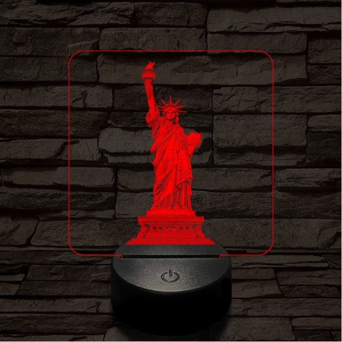 A szabadság szobra 7 színű valósághű 3D led lámpa