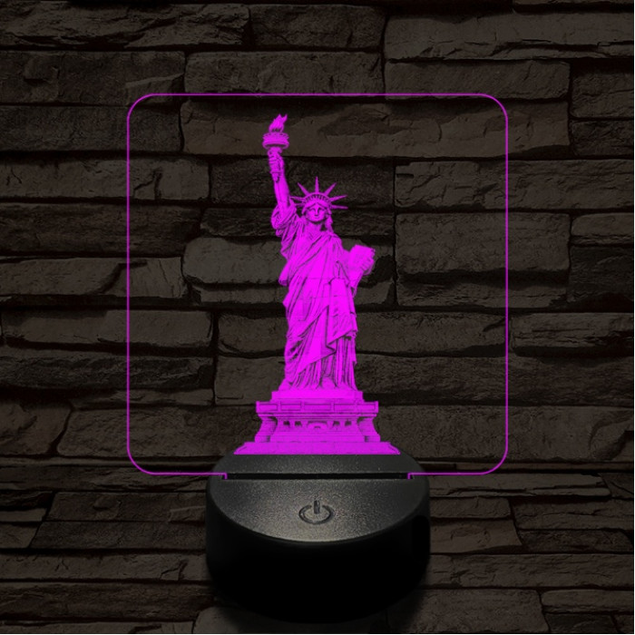 A szabadság szobra 7 színű valósághű 3D led lámpa