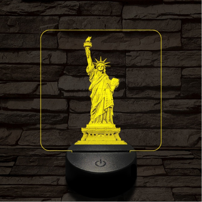 A szabadság szobra 7 színű valósághű 3D led lámpa