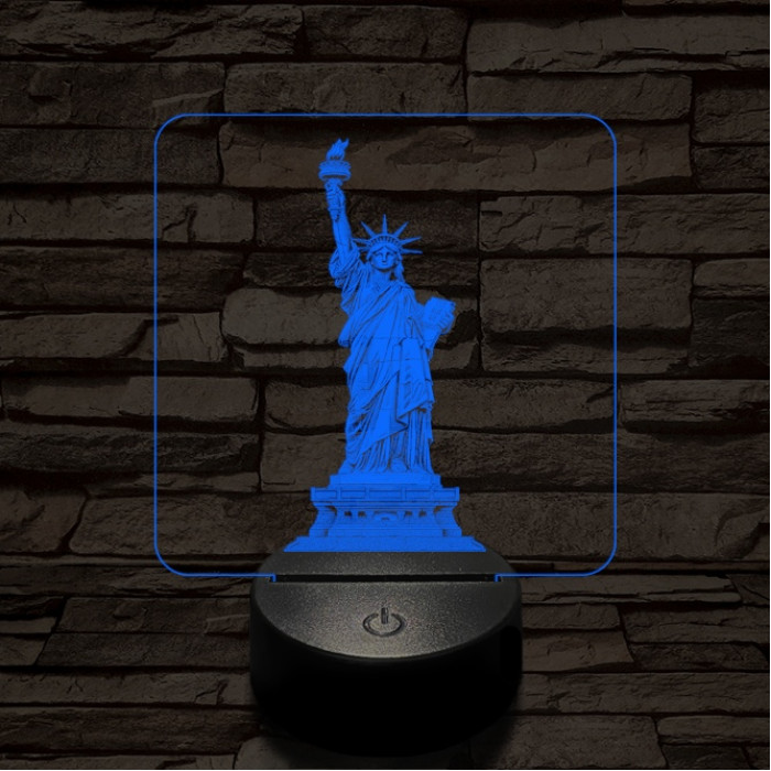 A szabadság szobra 7 színű valósághű 3D led lámpa