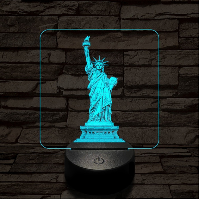 A szabadság szobra 7 színű valósághű 3D led lámpa