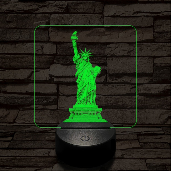 A szabadság szobra 7 színű valósághű 3D led lámpa