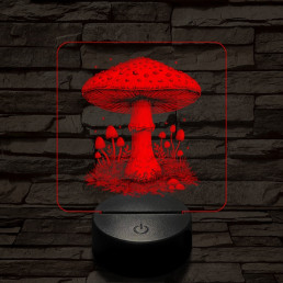 Gombatelep 7 színű valósághű 3D led lámpa