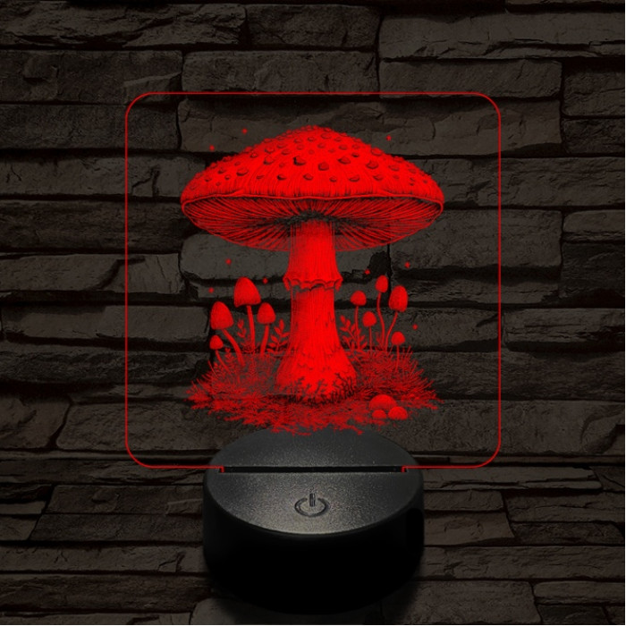 Gombatelep 7 színű valósághű 3D led lámpa