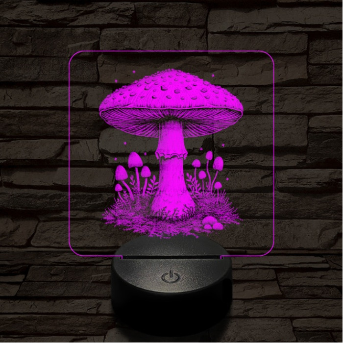 Gombatelep 7 színű valósághű 3D led lámpa