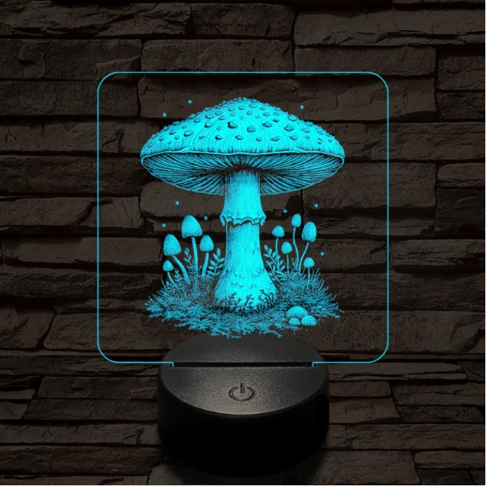 Gombatelep 7 színű valósághű 3D led lámpa