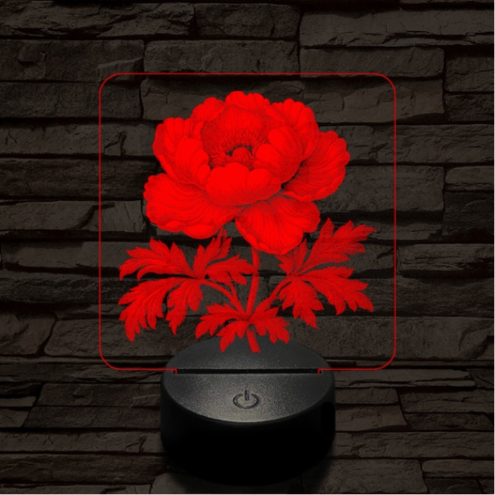 Szellőrózsa 7 színű valósághű 3D led lámpa