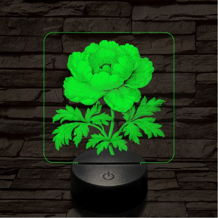 Szellőrózsa 7 színű valósághű 3D led lámpa