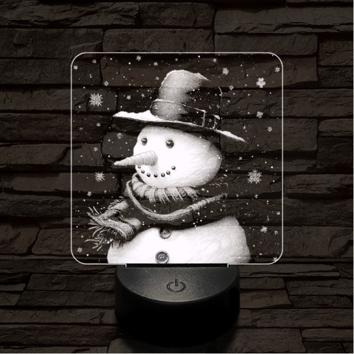 Kedves hóember 7 színű valósághű 3D led lámpa