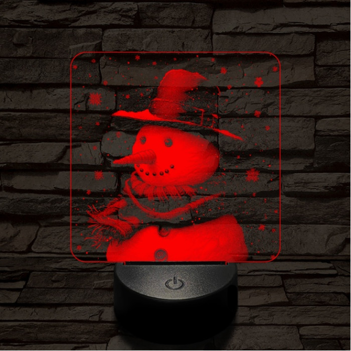 Kedves hóember 7 színű valósághű 3D led lámpa
