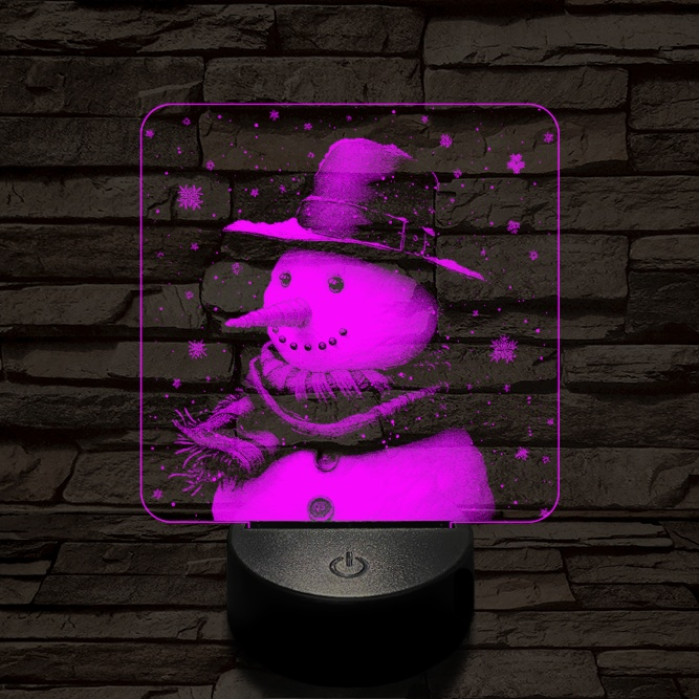 Kedves hóember 7 színű valósághű 3D led lámpa