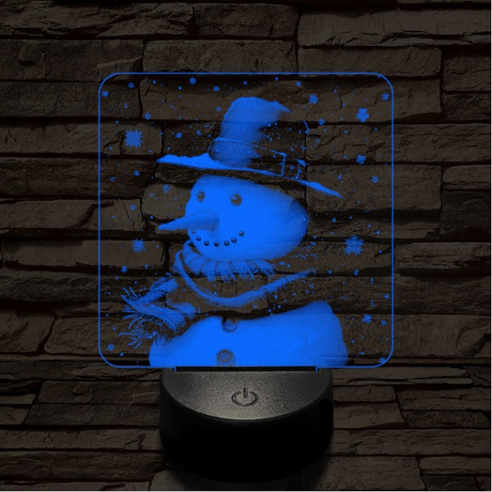 Kedves hóember 7 színű valósághű 3D led lámpa