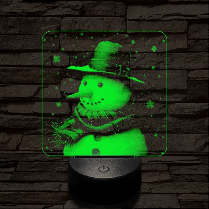 Kedves hóember 7 színű valósághű 3D led lámpa