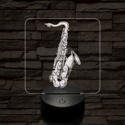 Csillogó szaxofon 7 színű valósághű 3D led lámpa
