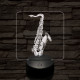 Csillogó szaxofon 7 színű valósághű 3D led lámpa