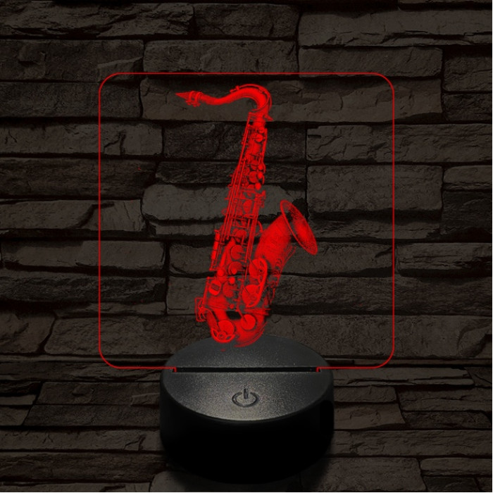 Csillogó szaxofon 7 színű valósághű 3D led lámpa