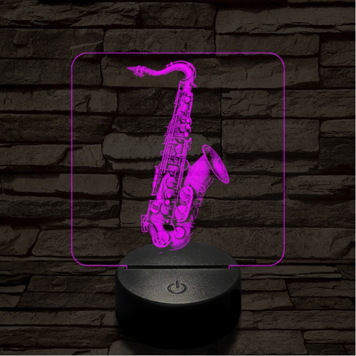 Csillogó szaxofon 7 színű valósághű 3D led lámpa